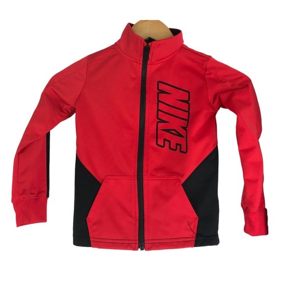 Nike Boys Track Suit Warm Up XS 4 Zip Up Jacket Pant Set Black‎ Red Jacket Pants - Picture 2 of 11